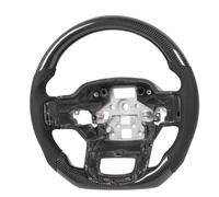 Tbest Carbon Fiber Steering Wheel Nappa Perforated Leather Black Stitching Glossy Steering Wheel Compatible with Raptor 2022+ (D Shape B Type)
