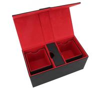 Tbest Card Deck Box with 3 Drawers Large Capacity Magnetic Closure PU Leather Game Storage for Holding Over 200 Cards YuGiOh Sports Collectors (Black Red)