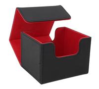 Tbest Card Storage Box Multipurpose Large Capacity Insert PU Leather Magnetic Closure Trading Cards for Game Tarot Poker 130+ (Red Inside)