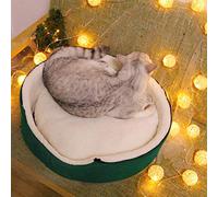 Tbest Christmas Tree Cat House Bed Tent Warm Cozy Pet Cave with Removable Washable Cushion 360° Cold for Indoor Cats Holiday Decor (Green #25)