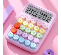 Tbest Colorful Calculator Mechanical Keyboard Electronic Desktop with Numeric Keypad for Home School Office Yellow (Purple)