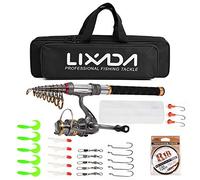 Tbest Composite Material Telescopic Fishing Rod and Reel Combo Travel Fishing Tackle Kit with Carrier Bag Lightweight Portable for Freshwater (2.4M)
