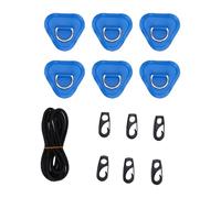 Tbest D Ring Patch Kit, Stainless Steel Triangular with Elastic Cord Hooks PVC for Inflatable Boat Raft Dinghy Kayak Canoe Surfboard (BLUE)