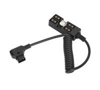 Tbest D Tap Male to 4 Port Female Splitter Power Cable High Capacity 10A Spring Loaded Retractable Cord with Stress Relief for V Mount Camera Equipment Professional Filmmaking Gear