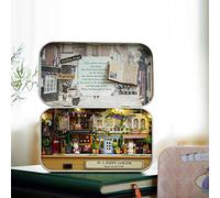 Tbest DIY Miniatur Handmade Box Dollhouse Good Old Time Theme Mini Doll House with LED Light for Home Decoration and, Wood + Fabric + Paper + Resin + Plastic (Happy Street Corner)