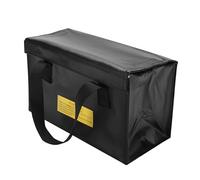 Tbest Explosionproof Lipo Battery Safe Bag Large Flame Retardant Charging Storage Pouch for Rc Drones Power Banks Car Starter Batteries (Black)