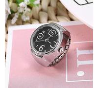 Tbest Finger Ringue Watch in Quartz Round Watch, Elegant Special Ring Style, Suitable for The Relaxed Dating Party, Excellent for Family Friends, Design -Resistant Design (Black)