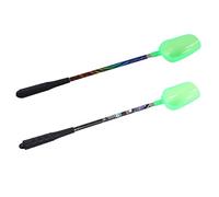 Tbest Fishing Bait Scoop Set, Scaling Stainless Steel Rod with Lightweight Plastic Spoon, Anti Slip Handle, 2PCS Value Pack for Outdoor Fishing Throwing Spoons, Ideal for Travel, Boat