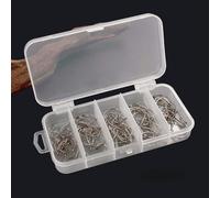 Tbest Fishing Hook Stainless Steel Barb Design Increase the Connection Ratio for Carp Fishing with Plastic Box and 100-part Hooks Different Sizes for Anglers (100pcs set)