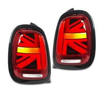 Tbest Full LED Union Jack Tail Lights Sequential Turn Signal Plug Play Direct Fit Replacement for Mini F55 F56 F57 2014 2024 Models Gloss Black Frame EMark Certified (Red)