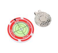Tbest Golf Ball Marker with Hat High Accuracy Portable Lightweight Round Bubble Level for Training Golfers on Green ABS Iron (Red Green)
