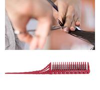 Tbest Hair Care Products Hairstyle Structured Non -slip Handle Pointed Cock Hair Lifting Design for Hairdressing Salon Use 3 Lines of Ridge Teeth 4 Colors Available (Red)