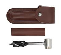 Tbest Hand Auger Wrench Set, Durable Stainless Steel (Brown Leather Bag | Portable design, easy operation, outdoor multi-tool, storage pouch