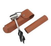 Tbest Hand Auger Wrench Set, Durable Stainless Steel (Brown PU Leather | Portable design, easy operation, outdoor multi-tool, storage pouch