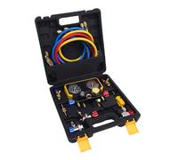 Tbest HVAC Gauges with Hoses Heavy Duty Brass Manifold Set 4 Way AC Diagnostic Tool for R410A R32 R134A R22 Refrigerants Professional Home Use