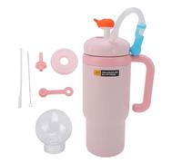 Tbest Insulated Water Bottle, 710ML Stainless Steel Drop Proof Whale Fountain Drinking Cup with Handle Straw for Travel (Pink)