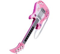Tbest Kids Bass Guitar Toy - Multifunctional Light Up Musical Instrument with 16 Songs & 4 Rhythms, ABS Material, Infrared Sensing for Ages 3+ (Roseate)