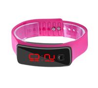 Tbest LED Digital Watch with 12 Hour Display and Calendar, Sport Wristwatch with Silicone Strap, Power Saving Electronic Wristwatch for Men and Women (Pink)
