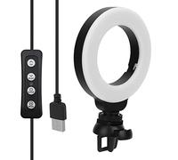 Tbest LED Light 4inch Dimmable Selfie Fill with Adjustable Brightness Color Temperature for Live Video Vlog Online Teaching Black Plastic 172g