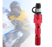 Tbest M10*1.25mm Banjo Bleed Screw for Motorcycle Brake Caliper and Master Cylinder, Aluminum Bleed Nipple with Rubber Cap, Includes 3 Copper Washers and O Ring (Red)