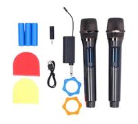 Tbest Microphone Set, 2PCS Handheld Microphones System Portable Mic Moving Coil Microphone with Receiver LED Screen for Karaoke Meeting Performance