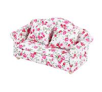 Tbest Mini Dollhouse Sofa, Flower Pattern Two Pillows Wooden Accessories Furniture Leg Double Sofa for 1 12 Scale Doll Small Flower Clusters 2 (Genericgh9edkgt1v-01)
