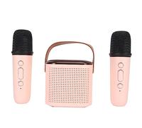 Tbest Mini Karaoke Machine Speaker with 2 Microphones Portable RGB Light Effects for Home Party Travel & Stage Professional Sound 200㎡ Coverage (Pink)