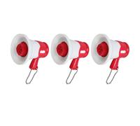 Tbest Mini Megaphone Toy,Loudspeaker Keychain 3 Pack, Portable Role Play Prop for Classroom Pretend Games, Built-in 3 Songs, Voice Amplifier Function, Confidence Building, Interactive (Red)
