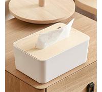 Tbest Modern Wooden Cover Plastic Fabric Box Support for Home Based Caradre, Removable Fabric Cover, Soft Opening Design, Round Style (Rectangle (12 X 10 X 1.5cm / 4.72 X 3.94 X 0.59in))