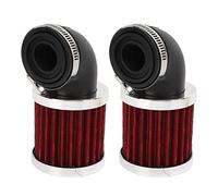 Tbest Motorcycle Air Filter 90 Degree Angled Bend Intake Cleaner Universal Fit for 28mm 48mm Carburetor Nozzle Moped Scooter ATV Dirt Bike 2 Pack Rubber Stainless Steel Mesh (Silver Red)
