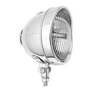 Tbest Motorcycle Headlight Motorcycle Front Headlight Round Lamp Retro Metal High Low Beam (Electroplated White Glass)