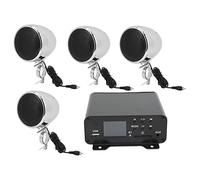 Tbest Motorcycle Stereo Speakers Water Resistant 4in Full Range 1000W Power 4 Channel Amplifier for ATV Boat Outdoor Activities ABS Material 12V Working Voltage (Silver)