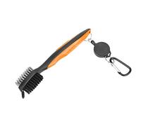 Tbest Multifunctional Club Cleaner Brush with Nylon Steel Dual Bristles - Ergonomic Handle & Telescopic Lanyard for Bag - Fast for Club Grooves & Shoes (Orange)