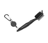 Tbest Multifunctional Club Cleaner Brush with Nylon Steel Dual Bristles - Ergonomic Handle & Telescopic Lanyard for Bag - Fast for Club Grooves & Shoes (Black)