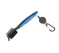 Tbest Multifunctional Club Cleaner Brush with Nylon Steel Dual Bristles - Ergonomic Handle & Telescopic Lanyard for Bag - Fast for Club Grooves & Shoes (Blue)