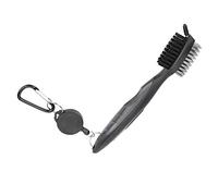Tbest Multifunctional Club Cleaner Brush with Nylon Steel Dual Bristles - Ergonomic Handle & Telescopic Lanyard for Bag - Fast for Club Grooves & Shoes (Grey)