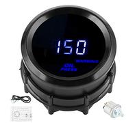 Tbest Oil Pressure Gauge Digital LED High Accuracy 0 150PSI 12V Automobile with Sensor for Car Truck SUV Universal 52mm Black Blue Red Warning Light Plastic Aluminum Alloy