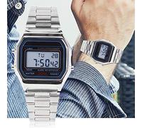 Tbest Old Digital Watch,Vintage Rosa,B640Wc,Ceas Women,Digital Armbanduhr Digital Led Back Light Electronic Stainless Steel Strap Watch Rec Wristwatch Rose Gold (Silver)