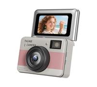Tbest Portable Camera [Brand] 4K 68MP 1.47 Inch Flip Screen 16X Zoom LED Light CMOS Stabilization with 14 Filters for Travel Vlog Night Shots (Pink)