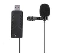 Tbest Portable Mini Collar Microphone USB2.0 Lapel High Sensitivity Omnidirectional Condenser Mic for Conference Recording Computer Black