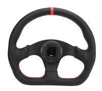 Tbest Racing Steering Wheel Universal Drift Steering Wheel Sports D Type 325mm Black Frame Black Leather Red Stitch 6 Bolt for Most Car Models