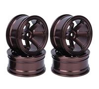 Tbest RC Wheel Hub, 4Pcs Aluminium Alloy Wheel Rim Hubs for Universal 1/10 Flat Running Drift RC Car (Coffee)