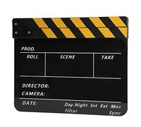 Tbest Shooting Props,Acrylic 30x25cm Clapperboard Director Movie Clappers Film and Television Photography PropWhite Striped Blackboard (PAV1YBE) (Yellow Strip Blackboard (PAV1YBE))