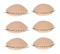 Tbest Silicone Eyelids with Fiber Eyelashes, for Novice Practice Transplant, 3 Mannequin Head Eyelid Pairs (Skin Color)