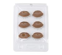 Tbest Silicone Eyelids with Fiber Eyelashes, for Novice Practice Transplant, 3 Mannequin Head Eyelid Pairs (Brown)