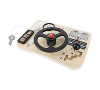 Tbest Simulated Driving Controller, Wooden My First Driving Steering Wheel Toy Simulation Steering Wheel Toy Sensory Learning & Education for Toddler Preschooler Role Playing