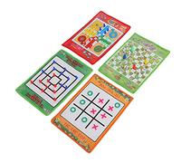Tbest Snake and Ladder, Ludo, Nine Men's Morris 4 in 1 Kid Chess Set with Soft Foldable Non-woven Fabric Board Game for Family Indoor Outdoor Activities, Travel