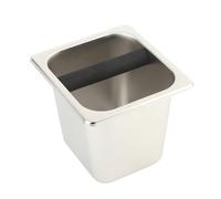 Tbest Stainless Steel Knock Box with Rubber Bar Deep Bowl Design for Coffee Grounds Professional and Home Use Rustproof Easy (L)