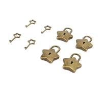 Tbest Treasure Chest Padlock Star Shaped Antique Brass Lock with Key for Jewelry Box Diary Book Decorative Security Couple Gift (Antique Brass )