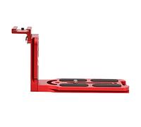 Tbest Universal Metal L Shape Plate with Hot Shoe Mount for Hydraulic Ballhead SLR Camera Durable CNC Machined Anodized Surface Professional Photographers Black Red (Red)